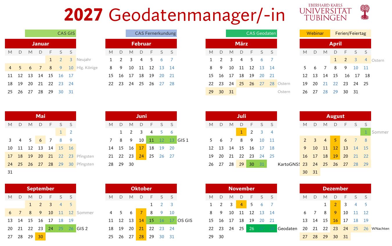 DAS Geodatenmanagerin - Jahrgang 2027/28 - Kalenderjahr 2027