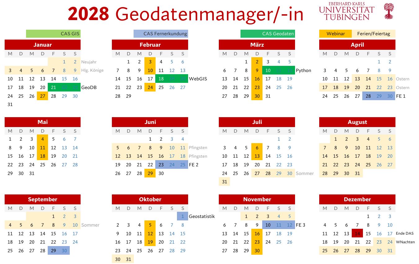 DAS Geodatenmanagerin - Jahrgang 2027/28 - Kalenderjahr 2028